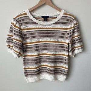 House of Harlow 1960 Striped Sweater - White, Brown, Gold
